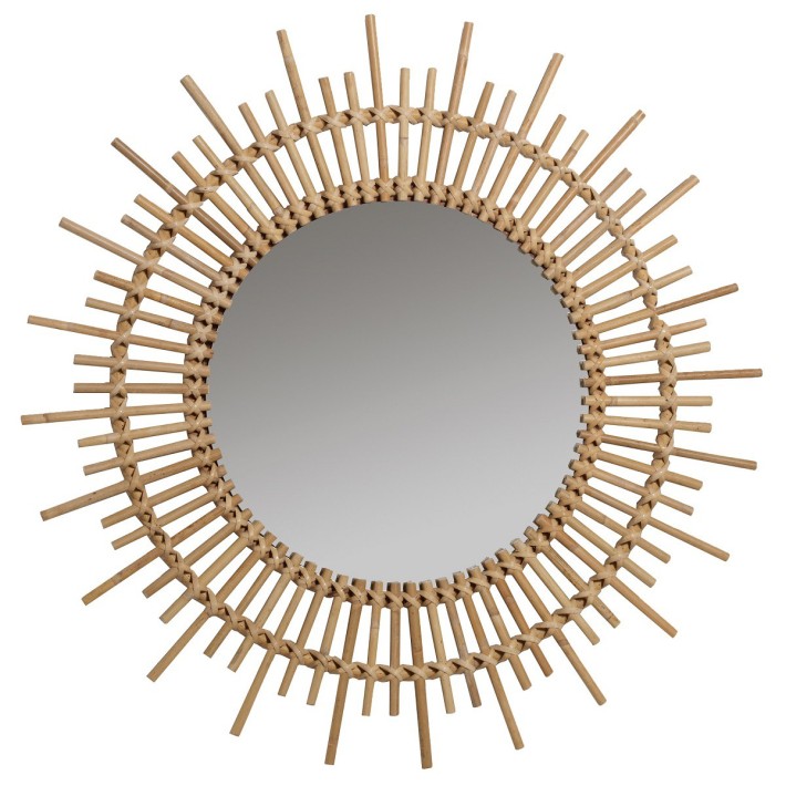 Miroir rotin vintage naturel planete