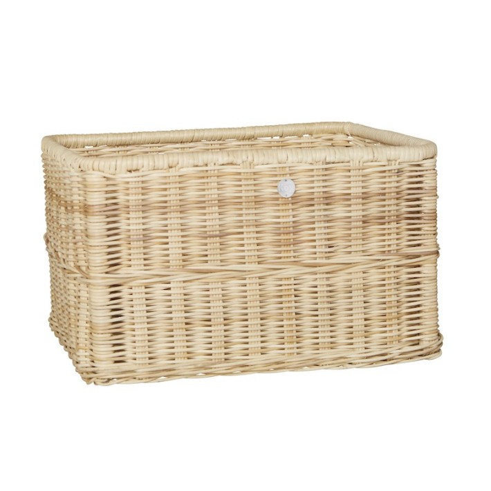 Round natural rattan storage basket