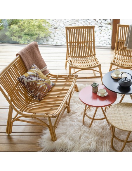 banquette en rotin David ambiance vintage