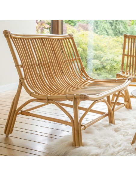 banquette en rotin David ambiance vintage