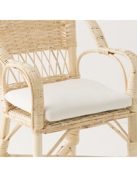 Coussin pour fauteuil enfant accoudoirs en osier blanc