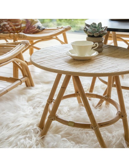 Diabolo rattan coffee table with rattan top lifestyle