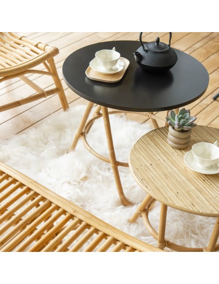 Large and small Diabolo rattan coffee table