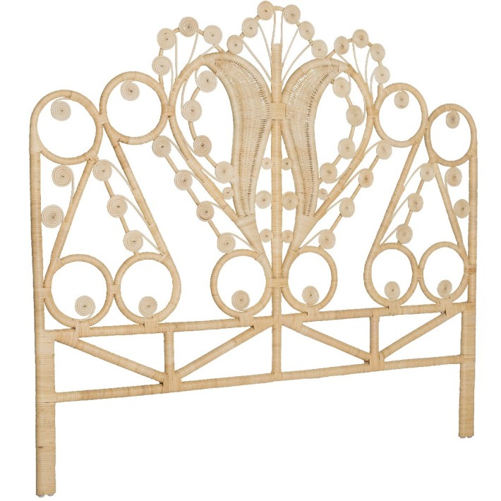 Volutes bed head in natural rattan