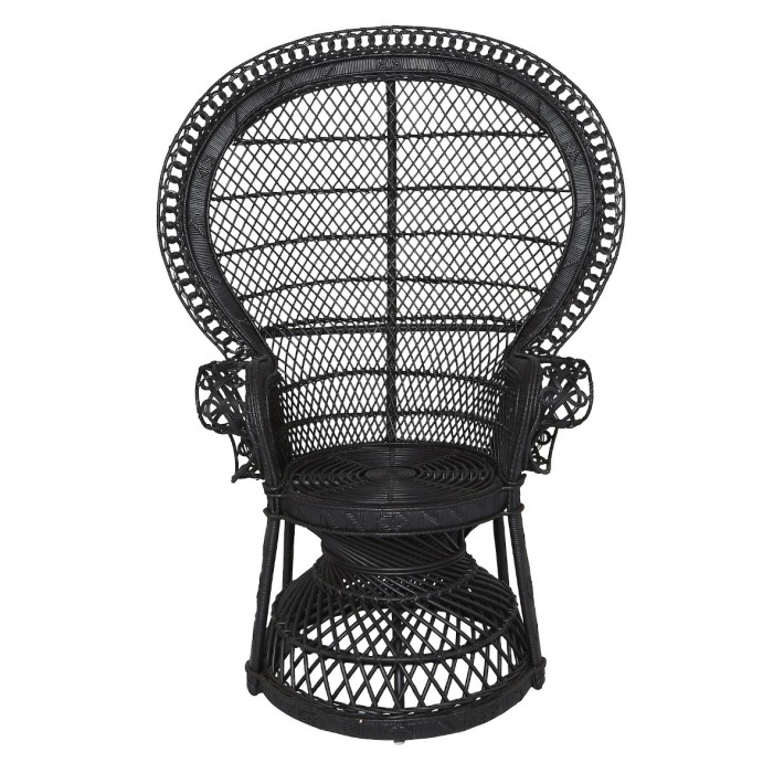 black peacock chair in rattan