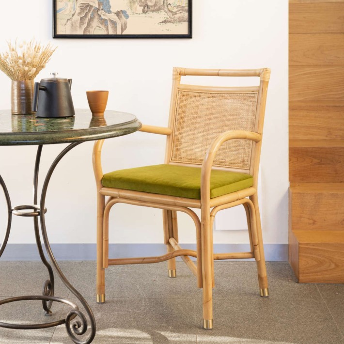 Riviera rattan dining chair velvet