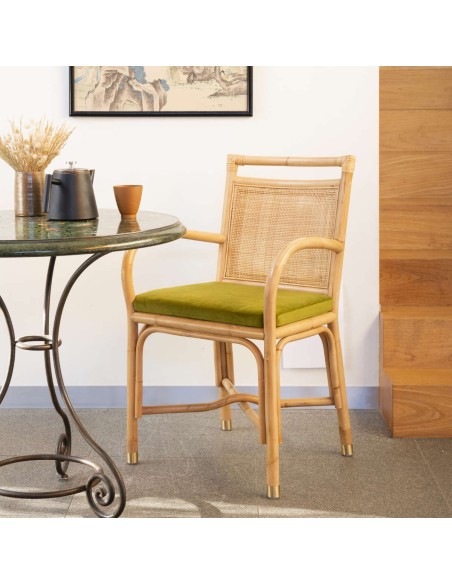 Riviera rattan dining chair velvet