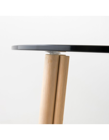 Table basse en rotin pm CORRIDOR avec plateau en verre zoom plateau vue de profil
