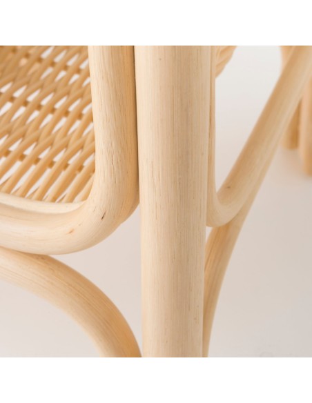 Table basse en rotin pm CORRIDOR avec plateau en verre zoom structure en rotin