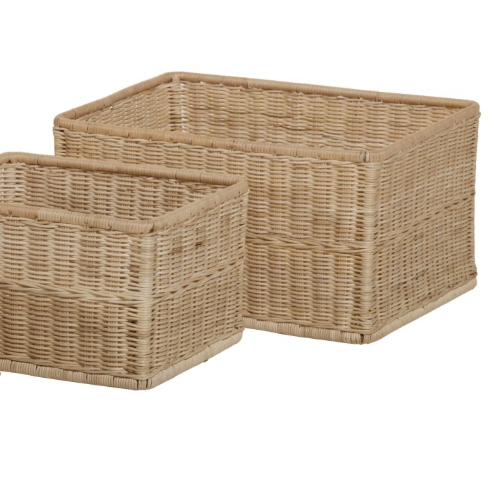 Round natural rattan storage basket