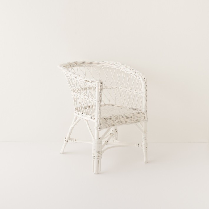 Fauteuil enfant en osier laqué blanc Lisa