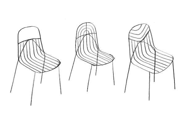 croquis de recherche de la chaise Sillon